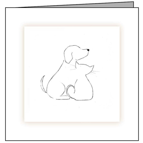Animal Hospital Sympathy Card - Dog and Cat Outline