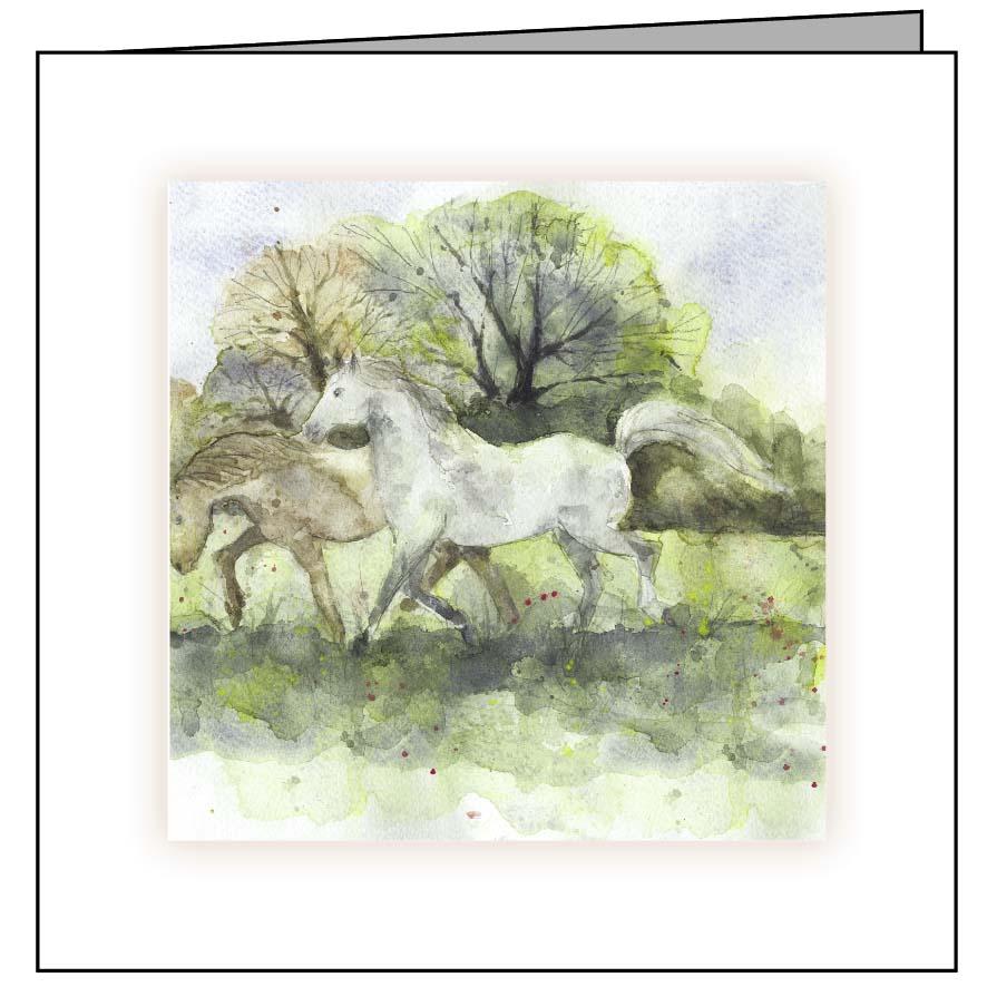 Large Animal Hospital Sympathy Card - Galloping Ponies